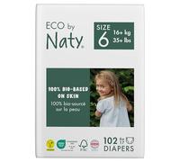 Eco by Naty Eco-Friendly Baby Nappies - 100% Plant-Based Materials on Skin, Soft, for Sensitive Skin & Super Absorbent (Size 6, 102 Count)