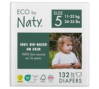 Eco by Naty Eco-Friendly Baby Nappies - 100% Plant-Based Materials on Skin, Soft, for Sensitive Skin & Super Absorbent (Size 5, 132 Count)