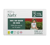 Eco by Naty Eco-Friendly Baby Nappies Newborn - 100% Plant-Based Materials on Skin, Extra Soft, for Sensitive Skin & Super Absorbent (Size 2, 132 Count)