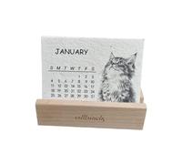 Eco Desktop Planner - Calendario Da Tavolo, Calendario Cartaceo 2026 Piantabile Con Supporto In Legno Massello, Strumento Di Organizzazione Mensile Ordinato Per Spazi Di Lavoro, Layout Chiaro Per Una