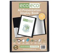 Eco-Eco A3 50% Riciclata 60 Taschino Colore Nero Presentazione Mostra Libro, A3 60 Pocket/120 View 1 X Single