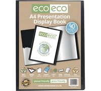 Eco-Eco A4 40 Tasche Libro Di Presentazione 50% Riciclato Nero 2 Libri