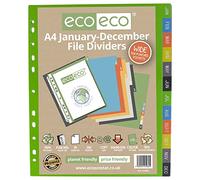 eco-eco A4 50% Riciclata Gennaio - Dicembre Ampia Indice Divisori File