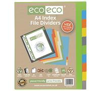 eco-eco A4 50% Riciclata Set 10 Divisori Index File Ampi