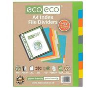 Eco Eco A4 50% Riciclato 10 Parti Divisori Indice Ampio Multicolore X 2