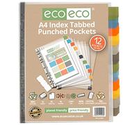 eco-eco A4 95% Riciclata Set 12 Tasche Indice a Schede Perforate Premier Multi