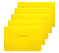 eco-eco A4+, cartelline trasparenti riciclate con bottone a pressione, 50% riciclate, cartelline in plastica (confezione da 5), giallo, eco035YELLOW