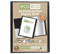 Eco-Eco A5 Display Book 50% Riciclato 20 Pkt Cartella Di Presentazione Nera 2 Pk