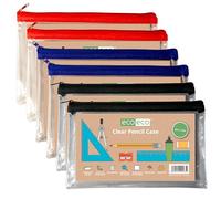 eco-eco Astuccio trasparente 90% riciclato Exam trasparente, cerniere colorate, confezione da 1, eco183 x 6