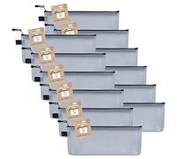eco-eco - Borsa lunga 95% riciclata, super resistente, impermeabile, in tessuto a rete, con chiusura a zip, colore nero, 33 x 12,7 cm, 33 x 20,3 cm, confezione da 12, eco123 x 12