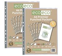 Eco-eco - Buste in vetro trasparente, formato A4, 100% riciclato, 100% riciclato, trasparente, 90 micron, 100 portafogli (2 confezioni da 50), eco108 x 2