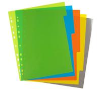 Eco Eco Divisori A4 5 Parti Extra Larga Indice Plastica 50% Riciclata X 4