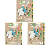 eco-eco eco030 A4 50% Riciclata Set A-Z Divisori file indice (Confezione da 3)