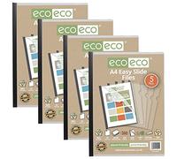 eco-eco Eco051x4 Eco051x4 - Cartellina portadocumenti riciclata al 50%, formato A4, 20 cartelle scorrevoli, con barra a clip, colore: nero