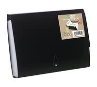 eco-eco Eco084 - Raccoglitore formato A4, 50% riciclato, 26 tasche trasparenti, colore nero, con tasca per documenti e cartelle stampate, formato A4-26, tasche A4-26, eco084