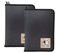 eco-eco Eco089x2 - Cartella portadocumenti con 30 tasche, formato A5, 50% riciclata, con 30 tasche, con cerniera, colore: nero