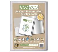 eco-eco Eco099 - Raccoglitore per presentazioni, formato A4, 50% riciclato, 60 tasche, trasparente, con buste in plastica