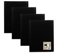 eco-eco eco116x4 - Cartellina portadocumenti in formato A4, 100% riciclata, 100 tasche, colore nero, con copertina flessibile, confezione da 4