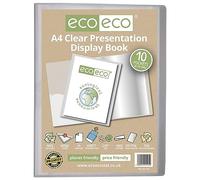 eco-eco Eco125 - Raccoglitore per presentazioni, formato A4, 50% riciclato, 10 tasche, trasparente, con buste in plastica