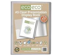 eco-eco Eco127 - Raccoglitore per presentazioni, formato A5, 50% riciclato, 20 tasche, trasparente, con buste in plastica