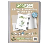 eco-eco Eco128 - Raccoglitore per presentazioni, formato A5, 50% riciclato, 40 tasche, trasparente, con buste in plastica