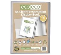 eco-eco Eco131 - Raccoglitore per presentazioni, formato A5, 50% riciclato, 60 tasche, trasparente, con buste in plastica