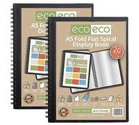 eco-eco eco136x2 - Raccoglitore per esposizione, formato A5, 50% riciclato, con 20 tasche e rilegatura a spirale, confezione da 2