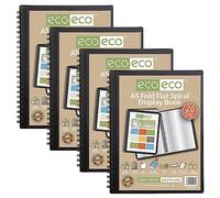 eco-eco eco136x4 - Raccoglitore per esposizione, formato A5, 50% riciclato, con 20 tasche, con rilegatura a spirale, confezione da 4