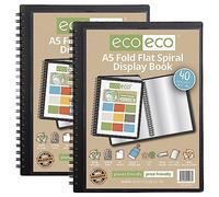 eco-eco eco137x2 - Raccoglitore per esposizione, formato A5, 50% riciclato, 40 tasche, con rilegatura a spirale, confezione da 2