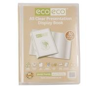 eco-eco Eco149 - Raccoglitore per presentazioni, formato A5, 50% riciclato, 80 tasche, trasparente, con buste in plastica