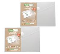 eco-eco Eco154x2 - Cartelle trasparenti in plastica riciclata al 95%, con bottone a pressione, formato A7, confezione da 10