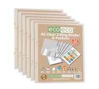 eco-eco Eco173x6 - Raccoglitore ad anelli formato A5, 65% riciclato, con 12 tasche multiforate, confezione da 6
