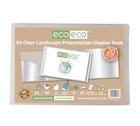 eco-eco Eco174 - Raccoglitore per presentazioni, formato A5, 50% riciclato, 20 tasche, trasparente, con buste in plastica