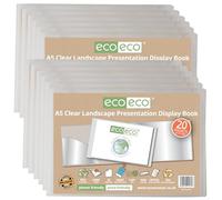 eco-eco Eco174x12 - Raccoglitore per presentazioni, formato A5, 50% riciclato, 20 tasche, trasparente, con buste in plastica, confezione da 12
