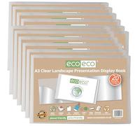 eco-eco Eco176x12 - Raccoglitore per presentazioni, formato A3, 50% riciclato, 20 tasche, trasparente, con buste in plastica, confezione da 12