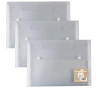 eco-eco Eco184x3 - Cartelline portadocumenti espandibili con bottone a pressione, formato A4, 100% riciclate, trasparenti, 330 x 240 mm, 300 micron, confezione da 3