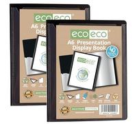 eco-eco Eco200x2 - Raccoglitore per presentazioni, formato A6, 50% riciclato, 40 tasche, con buste in plastica, colore: nero