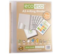 eco-eco Eco202 - Raccoglitore ad anelli per presentazioni, formato A3, 95% riciclato, 4-D, dorso da 40 mm, colore: Trasparente
