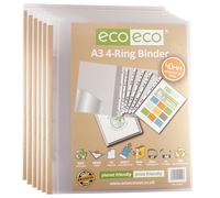 eco-eco Eco202x6 - Raccoglitore ad anelli per presentazioni, formato A3, 95% riciclato, 4-D, dorso da 40 mm, confezione da 6 cartelle