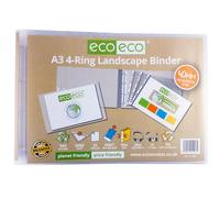 eco-eco Eco203 - Raccoglitore ad anelli, formato A3, 95% riciclato, 4-D, orizzontale, trasparente, dorso da 40 mm