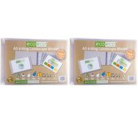 eco-eco Eco203 - Raccoglitore ad anelli, formato A3, 95% riciclato, 4-D, orizzontale, trasparente, dorso da 40 mm (Confezione da 2)