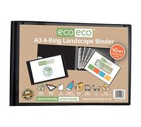 ECO ECO- Raccoglitore ad anelli orizzontale 4-D riciclato al 95%, formato A3: la soluzione ecologica definitiva per organizzare opere d'arte realizzate con cura per la creatività sostenibile