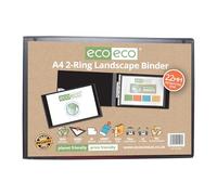 eco-eco Raccoglitore per presentazioni, formato A4, 95% riciclato, dorso 22 mm, 2 anelli, nero, ec0146