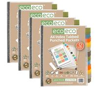 Eco-eco - Set di 12 tasche in polietilene perforate con divisore, formato A4, 95% riciclato, 2 pezzi, eco058 x 4