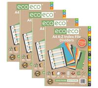 Eco-eco - Set di 24 divisori per cartelle, formato A4, 50% riciclati, multiforati, rinforzati, 200 micron, confezione da 4, eco030 x 4, standard