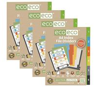 Eco-eco - Set di 6 divisori per cartelle, formato A4, 50% riciclati, rinforzati, riciclati, 200 g/m², confezione da 4, eco026 x 4