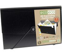 Eco Espansione Documenti Cartelline Nero Organiser Lime Portafogli 50% Riciclato