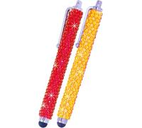 Eco-Fused 2 penne stilo universali con gemme lunghe, compatibili con tutti i dispositivi touchscreen capacitivi, panno di pulizia in microfibra (rosso e giallo)