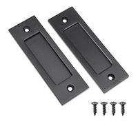 Eco-Fused 2x Maniglie Scorrevoli per Porte a Battente (Nero) con Viti Autoforanti - Maniglia in Acciaio Solido da 6 Pollici con Fondo Piatto - Facile da Installare