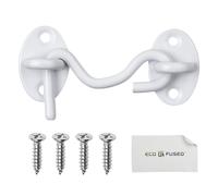 Eco-Fused Chiusura a Occhio e Gancio Pesante da 3 pollici - 1x Serratura per Porta a Battente (Bianco), 4x Viti di Montaggio - Ganci in Acciaio Inossidabile Rivestiti in Polvere per Porte, Finestre